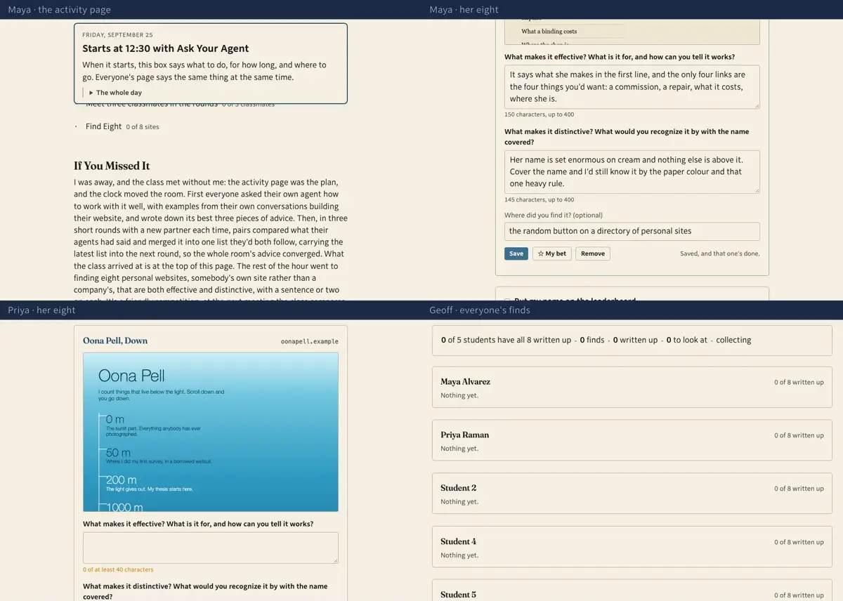 Step 10: So she keeps looking, and the next one is hers: a marine biologist whose whole site is one long scrolling depth chart. That rule is most of why today works. Twenty people who can't duplicate each other get past the first page of every gallery.