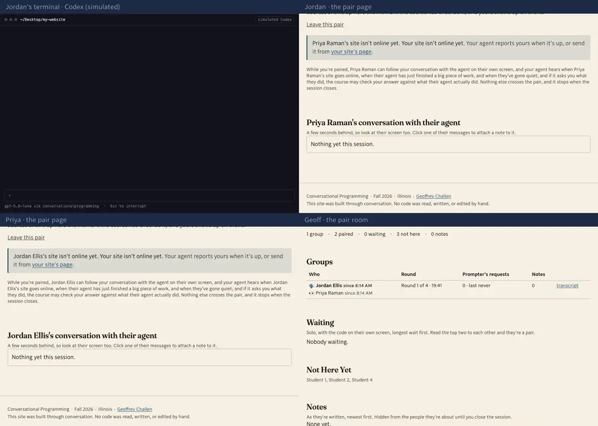 Step 4: Under the banner, where each site is: neither is online yet. That line changes on its own the moment the course has checked an address, on both pages.
