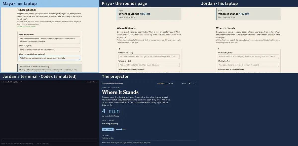 Step 2: First, on your own, before you open Codex: one line about your project. What it's for today, what someone who has never seen it should try first, and what you want them to tell you.
