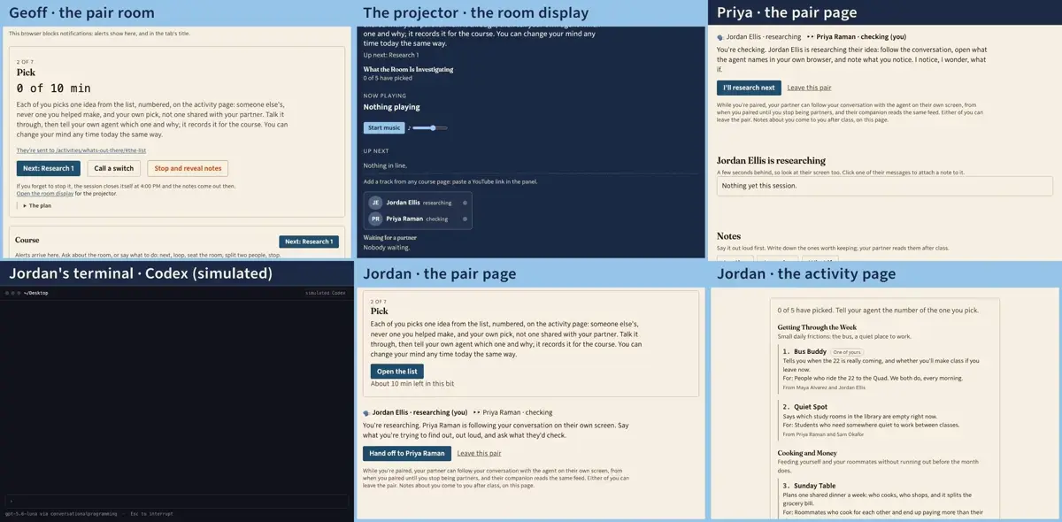 Step 5: Next, and the room is on Pick. Each of them picks one idea from the list, not their partner's and never their own, and tells their own agent the number.